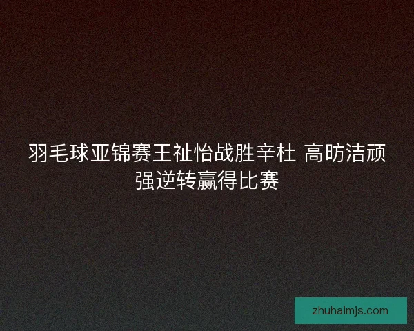 羽毛球亚锦赛王祉怡战胜辛杜 高昉洁顽强逆转赢得比赛 羽毛球亚锦赛王祉怡战胜辛杜 高昉洁顽强逆转赢得比赛